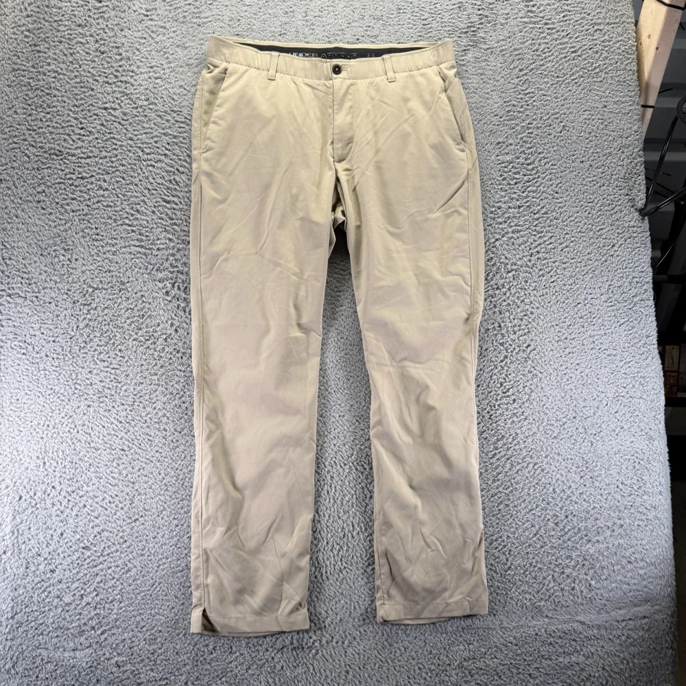 Under Armour Showdown Pant Mens 38x32 Beige Golf Straight Leg Sports Performance